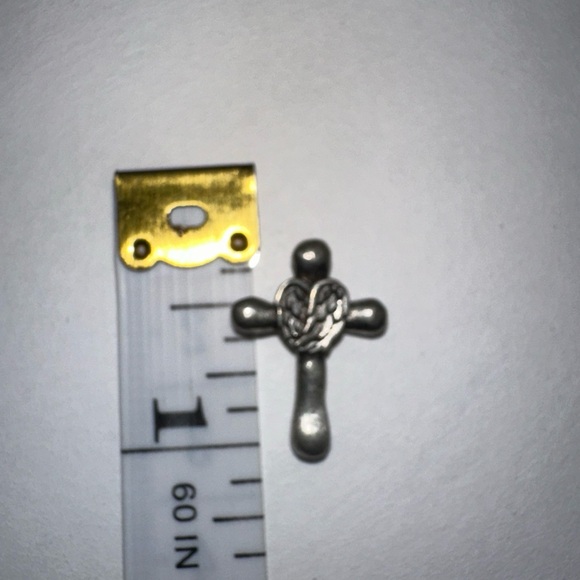 Pewter Cross with wings Lapel Pin - Picture 7 of 7